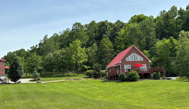 Cabin with amazing views & fully stocked pond for fishing minutes from Patoka in Eckerty