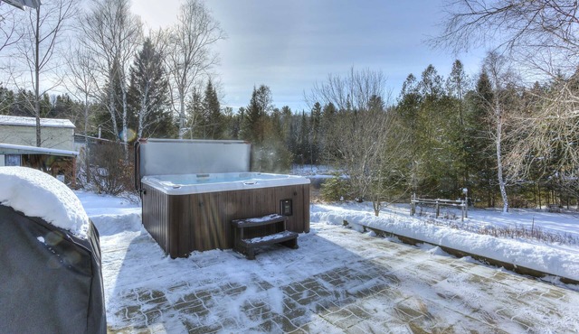 Hjort: 4bdr, 9p.p. Riverfront, Hot Tub, Pool table, 3BDR 7bed Heated floors Riverfront Spa, Pool tab. in Rivière-Rouge
